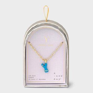 a New Day 14K Gold Dipped Enamel Initial Y Pendant Necklace